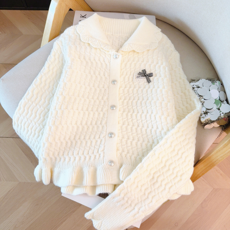 Doll collar Korean style sweater spring tops for women