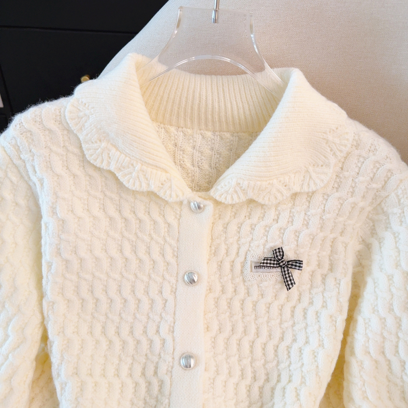 Doll collar Korean style sweater spring tops for women