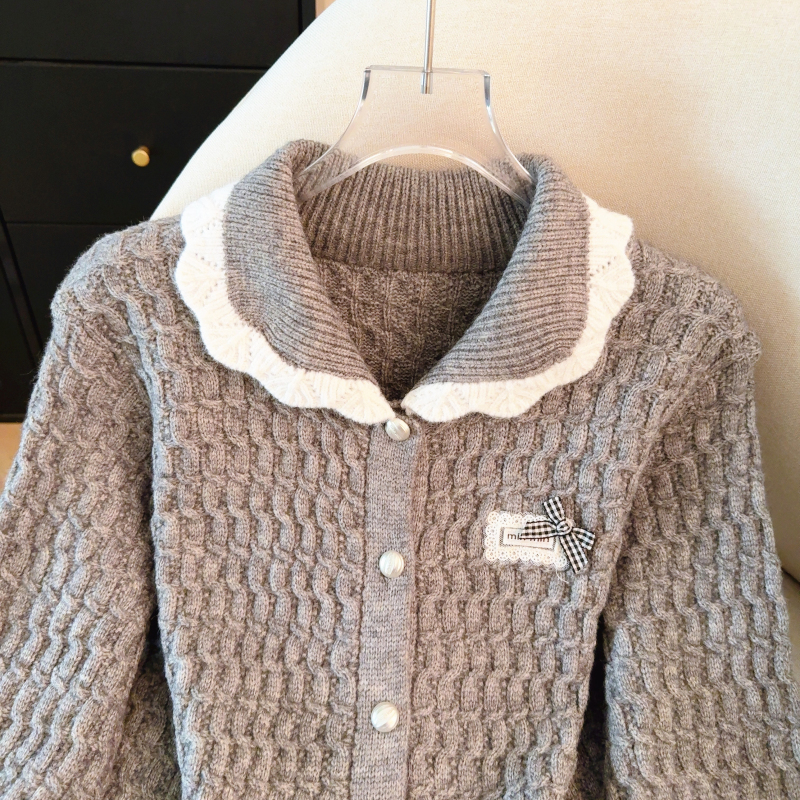 Doll collar Korean style sweater spring tops for women