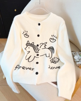 Loose round neck tops knitted spring sweater for women