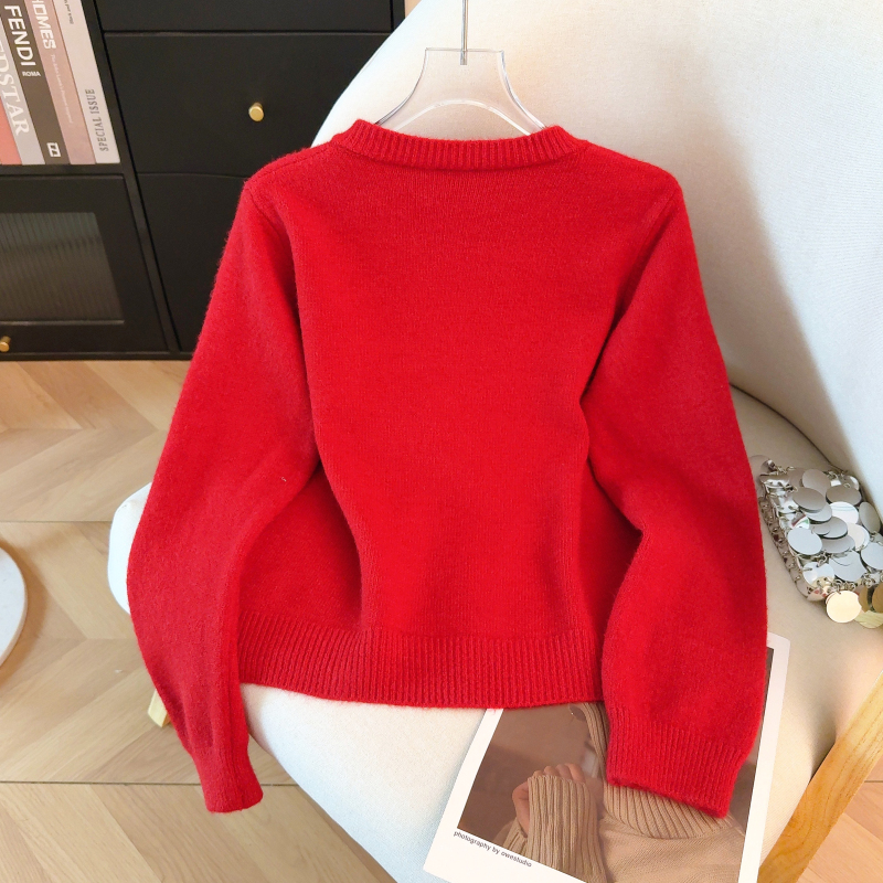 Loose round neck tops knitted spring sweater for women