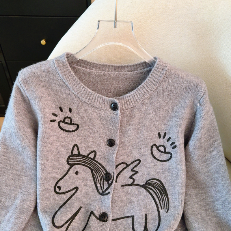 Loose round neck tops knitted spring sweater for women