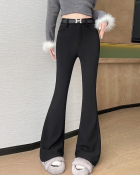 Plus velvet drape autumn and winter black pants