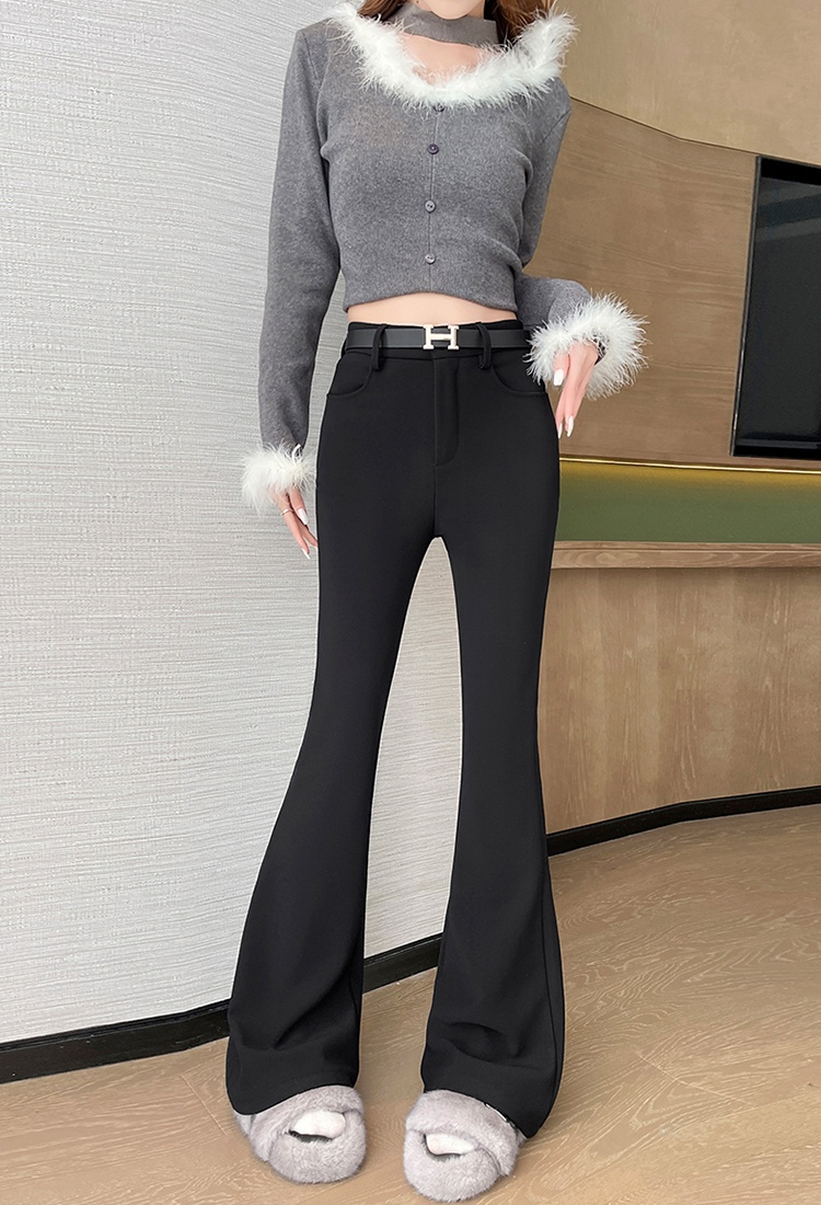 Plus velvet drape autumn and winter black pants