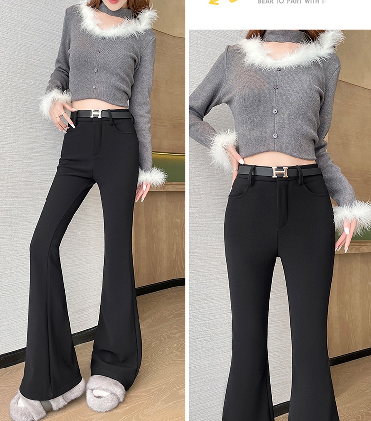 Plus velvet drape autumn and winter black pants