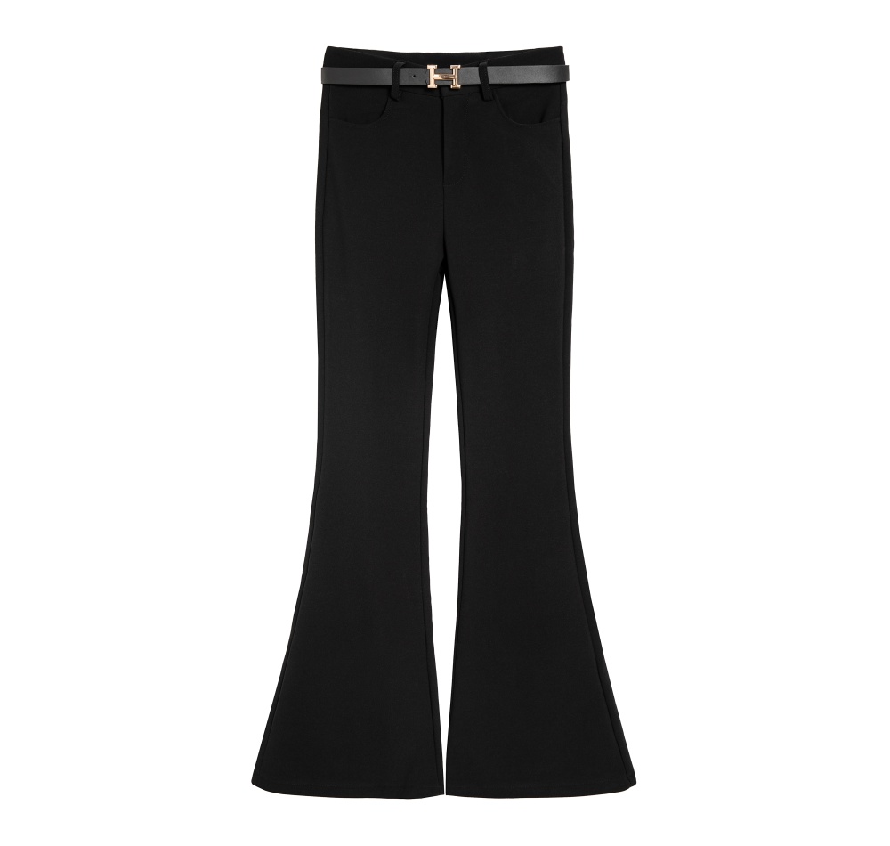 Plus velvet drape autumn and winter black pants
