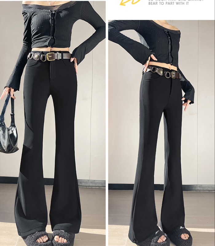 Autumn and winter high waist retro belt spicegirl slim pants