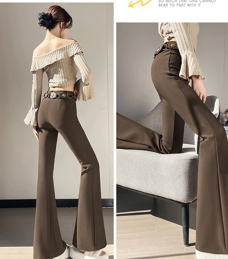 Autumn and winter high waist retro belt spicegirl slim pants
