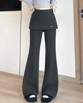 Plus velvet gray elasticity micro speaker pants