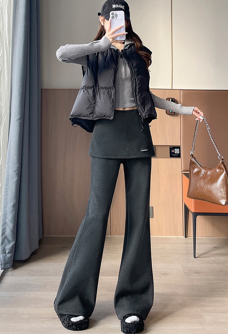 Plus velvet gray elasticity micro speaker pants