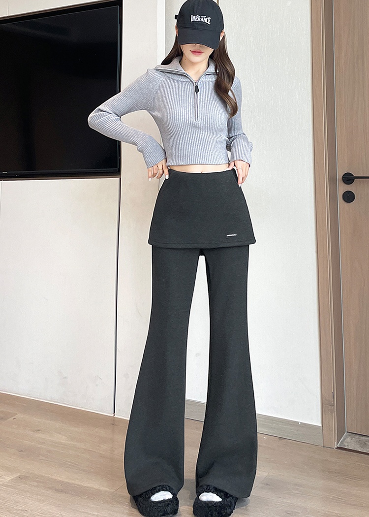 Plus velvet gray elasticity micro speaker pants