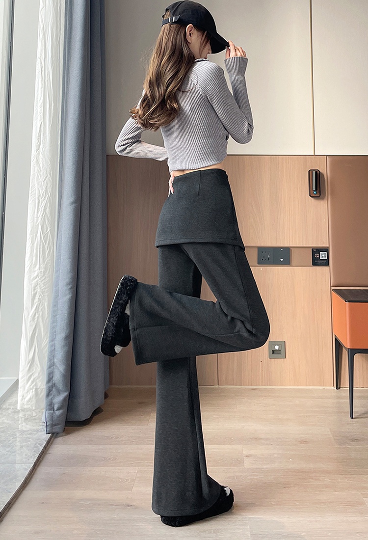 Plus velvet gray elasticity micro speaker pants