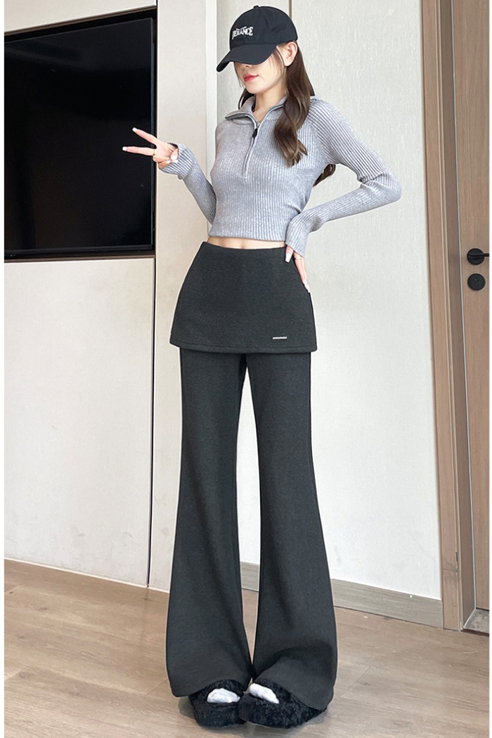 Plus velvet gray elasticity micro speaker pants