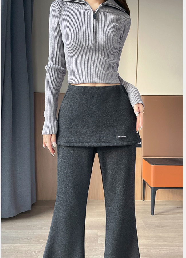 Plus velvet gray elasticity micro speaker pants