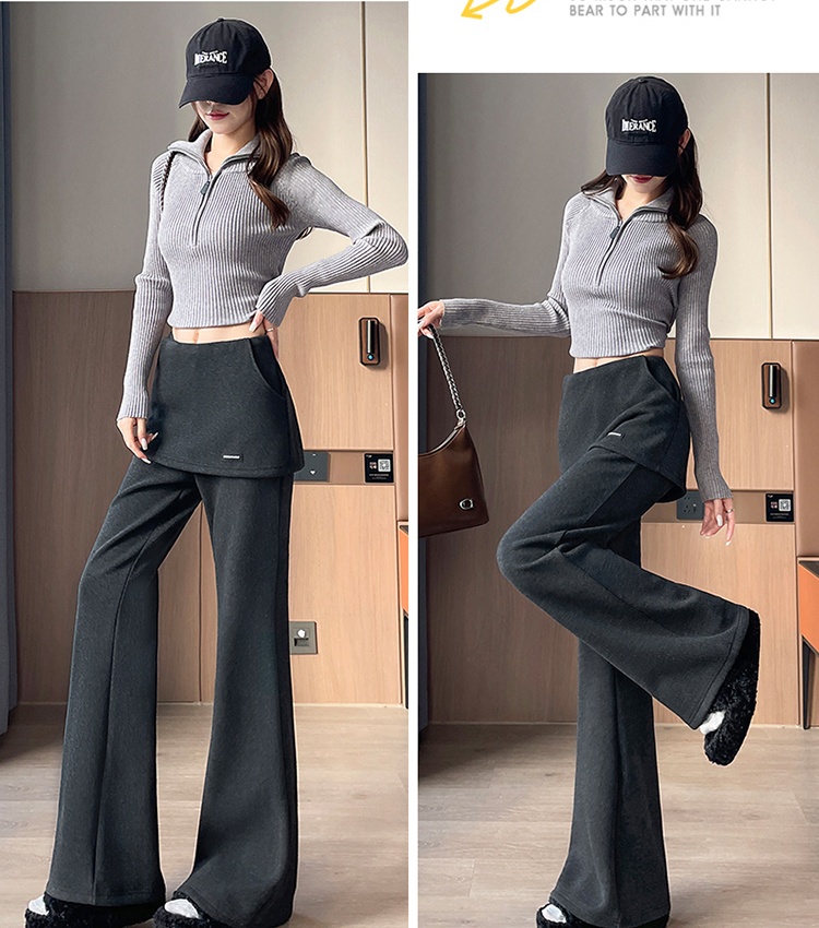 Plus velvet gray elasticity micro speaker pants