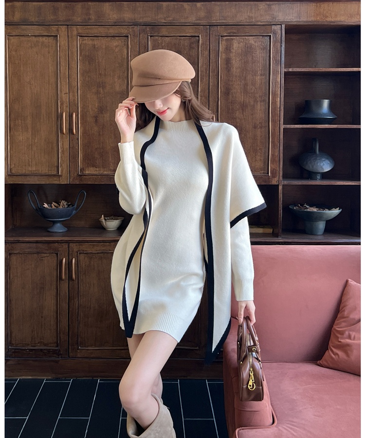 Niche cloak inside the ride dress 2pcs set for women