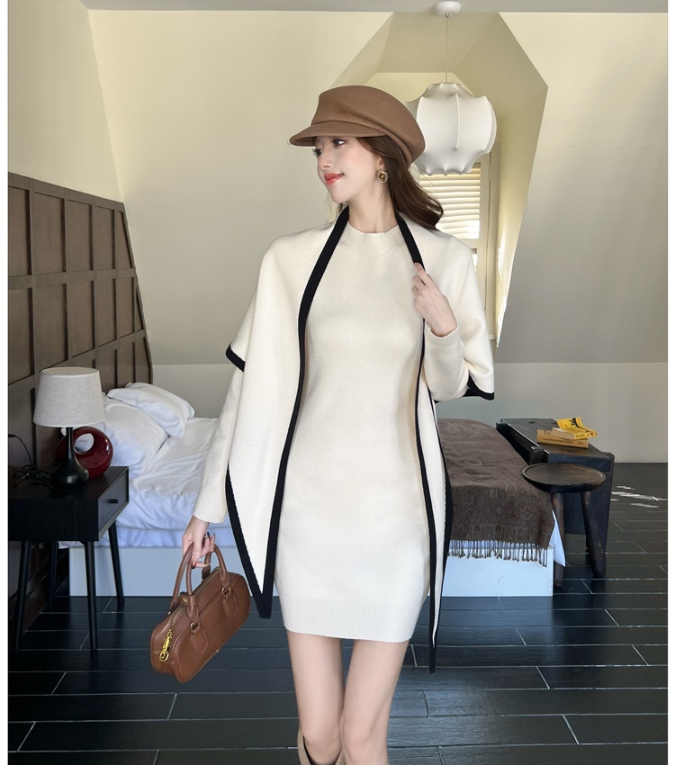 Niche cloak inside the ride dress 2pcs set for women