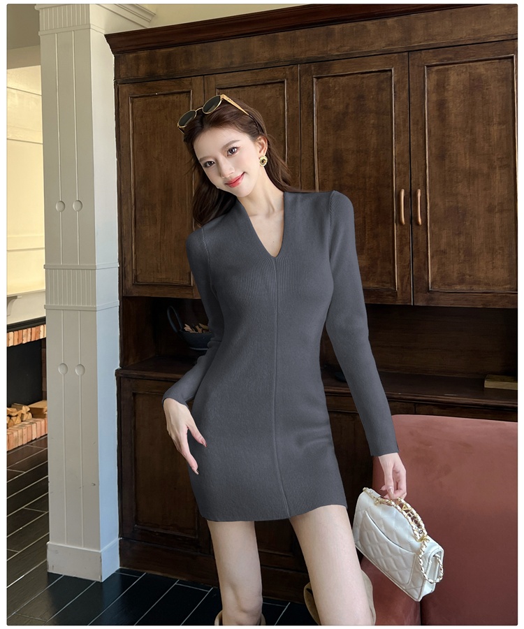 Pinched waist slim T-back Korean style dress for women