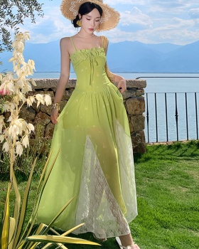 Slim temperament dress pinched waist long dress for women