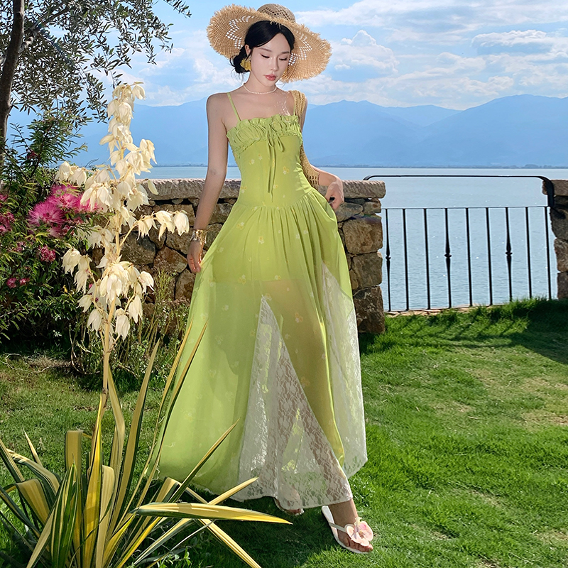 Slim temperament dress pinched waist long dress for women