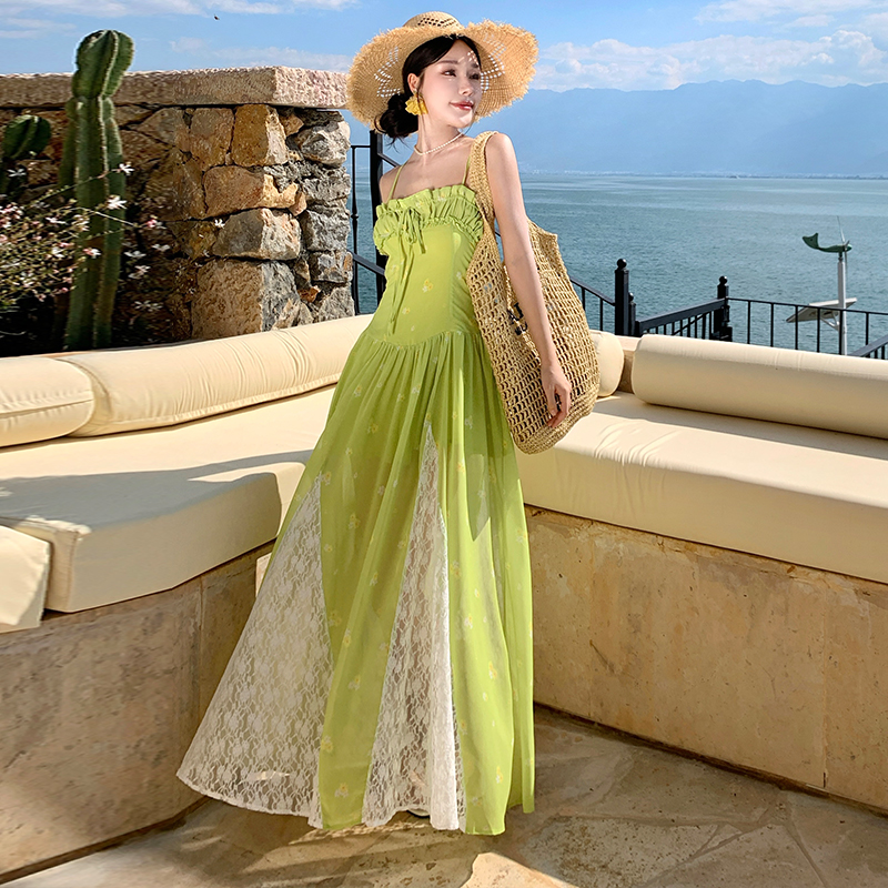 Slim temperament dress pinched waist long dress for women