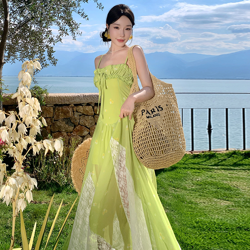 Slim temperament dress pinched waist long dress for women