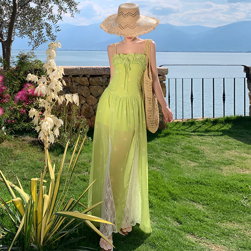 Slim temperament dress pinched waist long dress for women