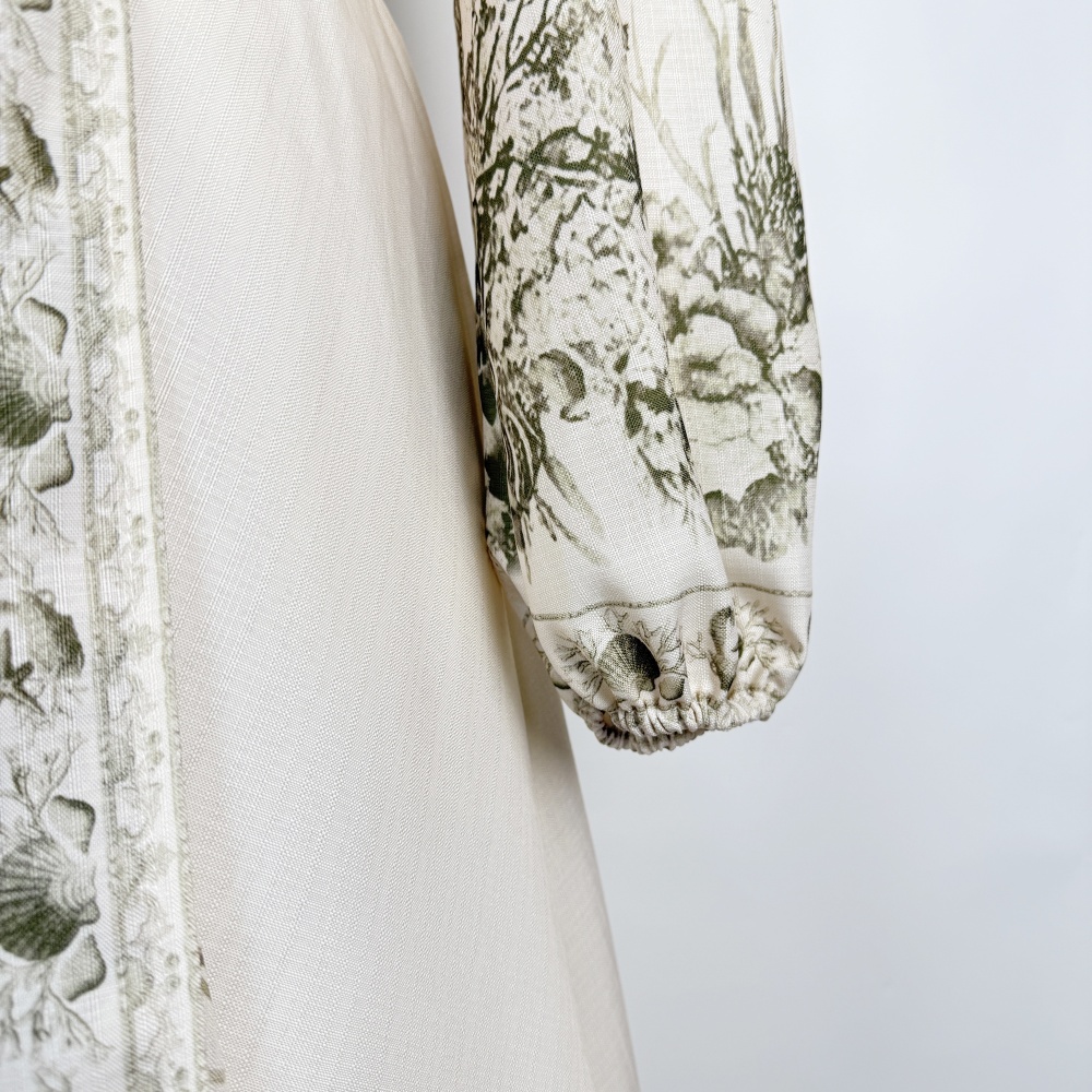 V-neck green lantern long dress floral a slice wrap dress