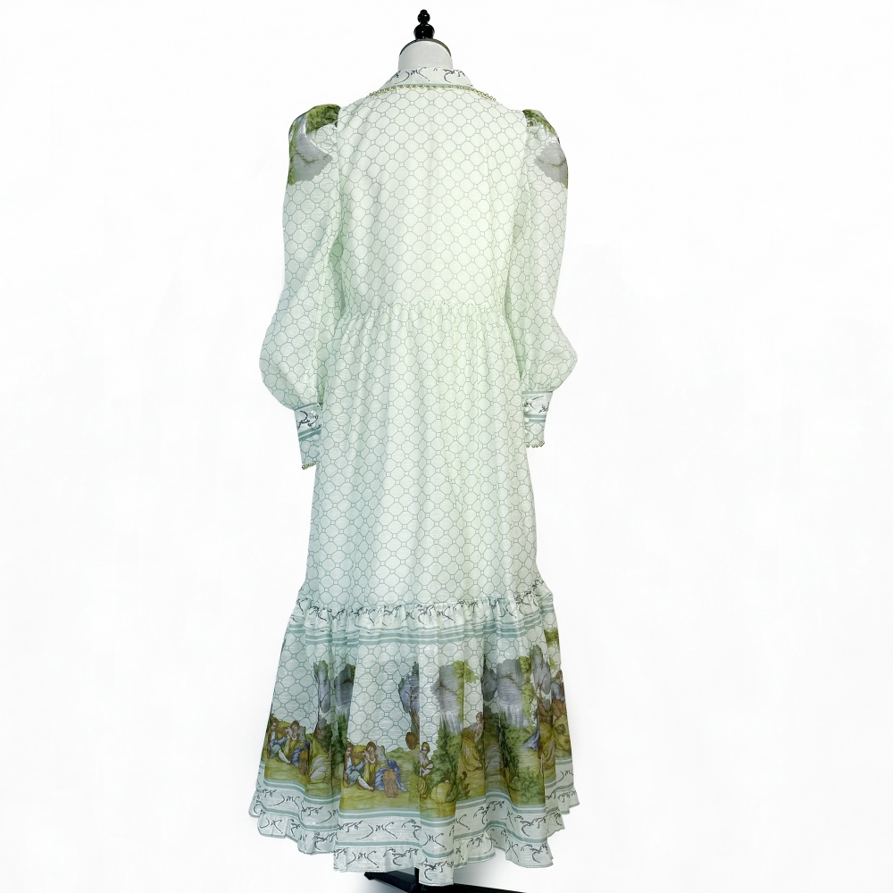 France style lace long dress big skirt printing dress