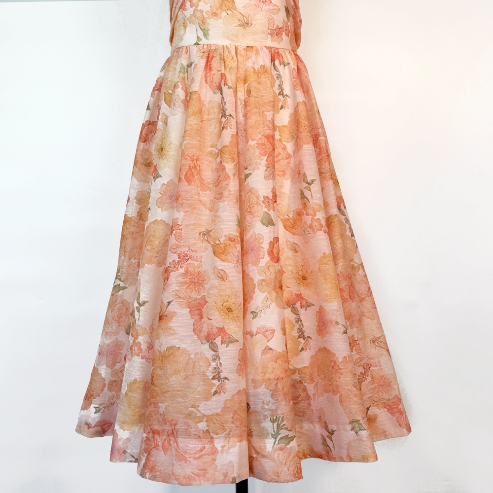 Stereoscopic floral high waist thick and disorderly long dress