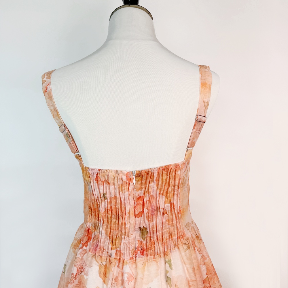 Stereoscopic floral high waist thick and disorderly long dress