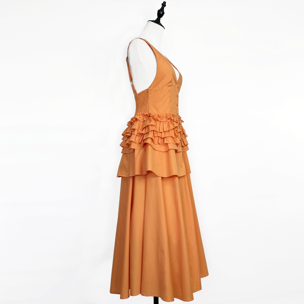 Pure big skirt vest temperament V-neck formal dress