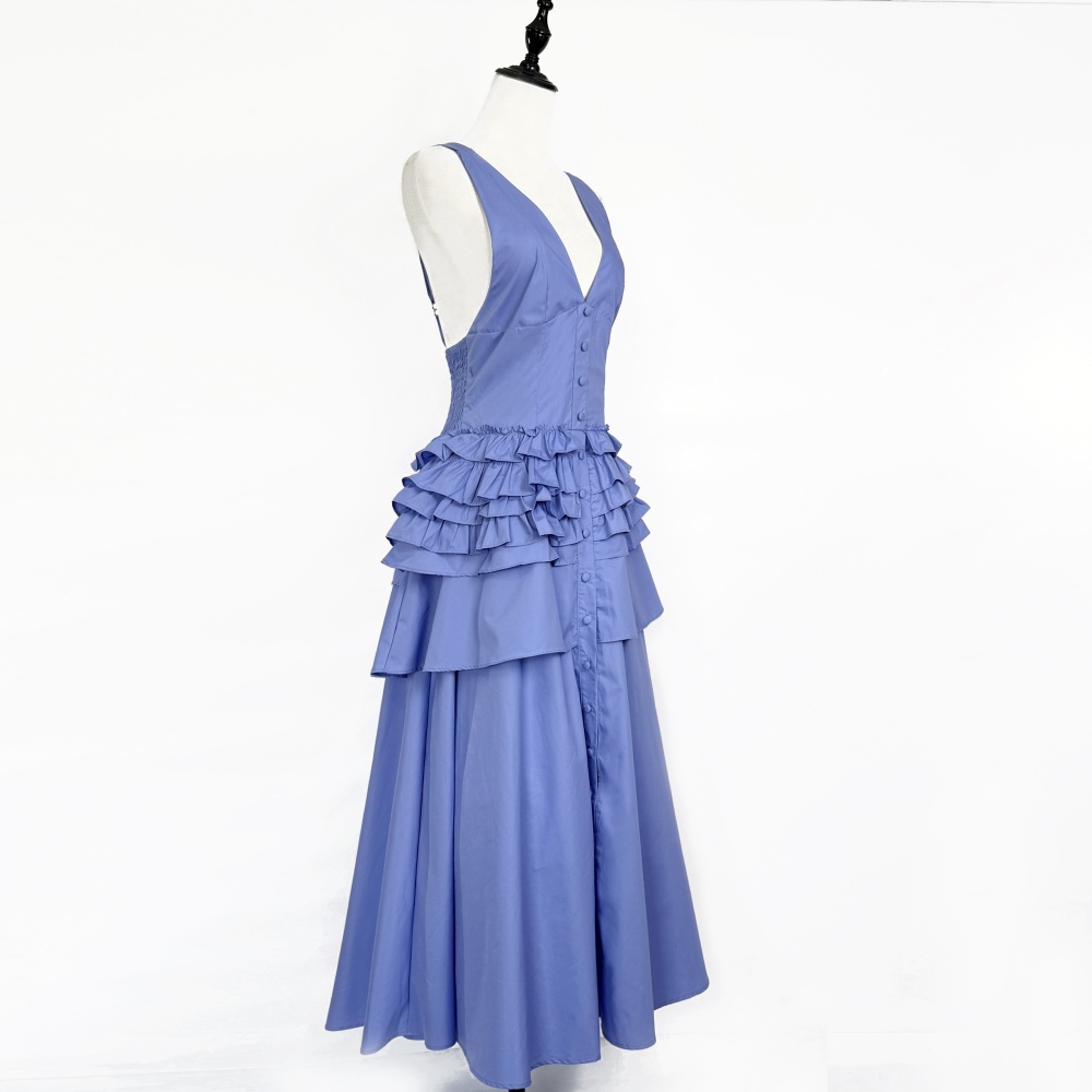 Pure big skirt vest temperament V-neck formal dress