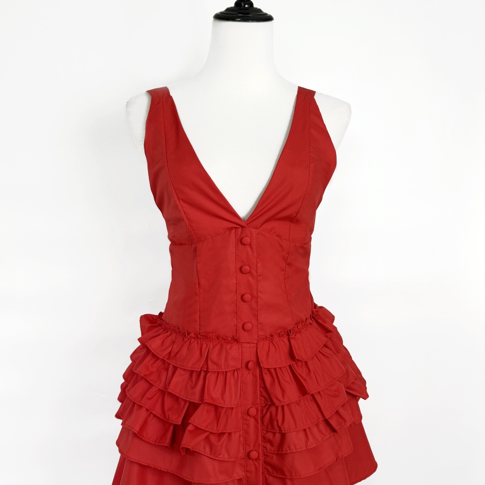 Pure big skirt vest temperament V-neck formal dress