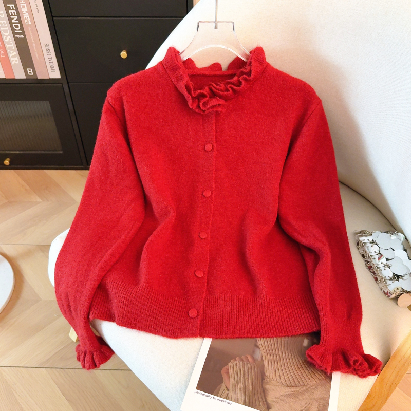 Christmas red coat chanelstyle spring sweater