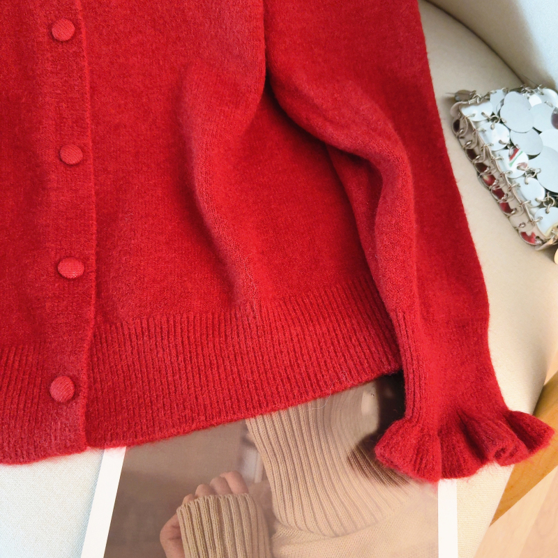 Christmas red coat chanelstyle spring sweater
