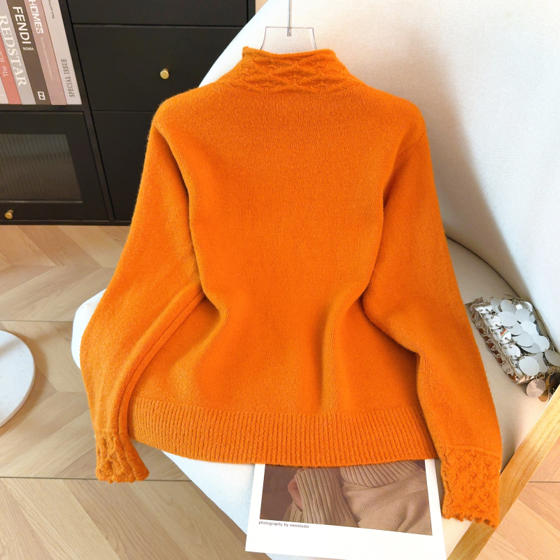 Thermal spring slim sweater retro crochet coat for women
