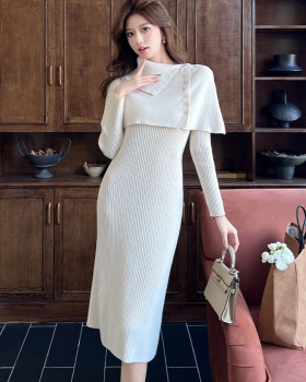 Knitted cloak autumn and winter shawl 2pcs set