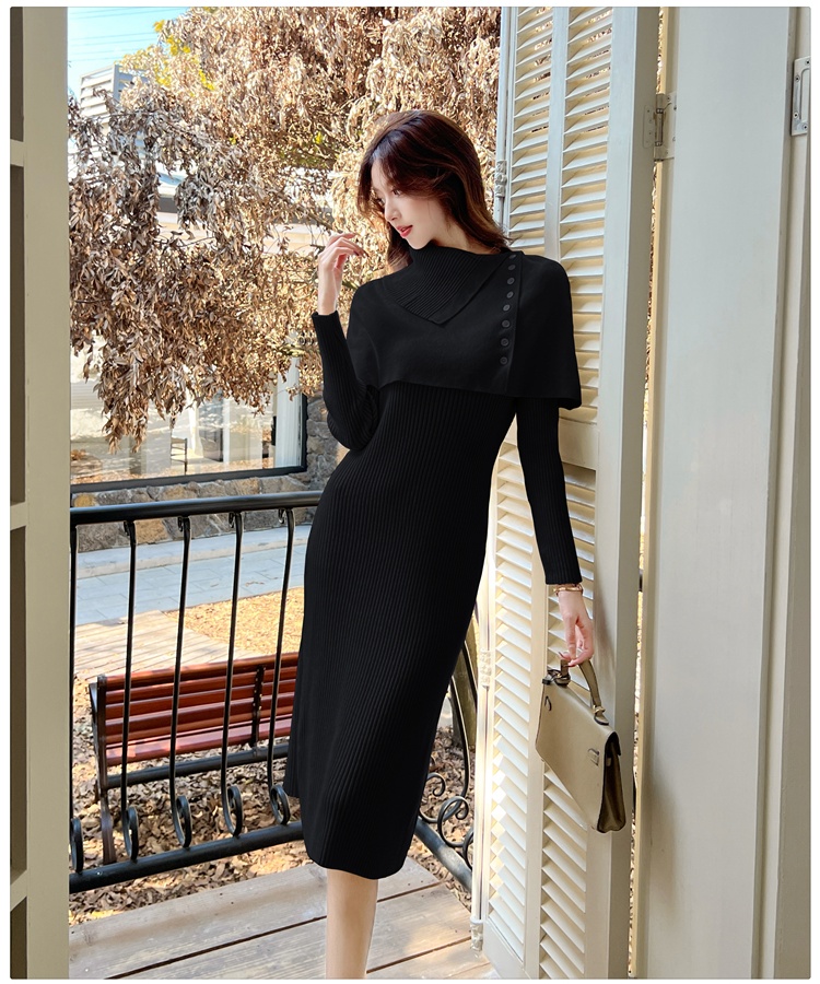 Knitted cloak autumn and winter shawl 2pcs set