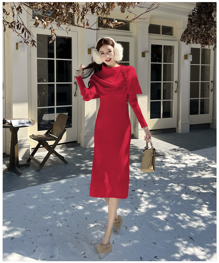 Knitted cloak autumn and winter shawl 2pcs set