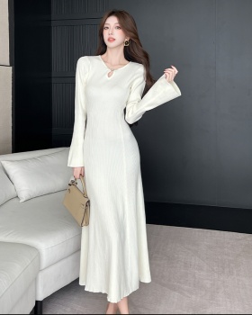 Temperament sweater knitted long dress for women