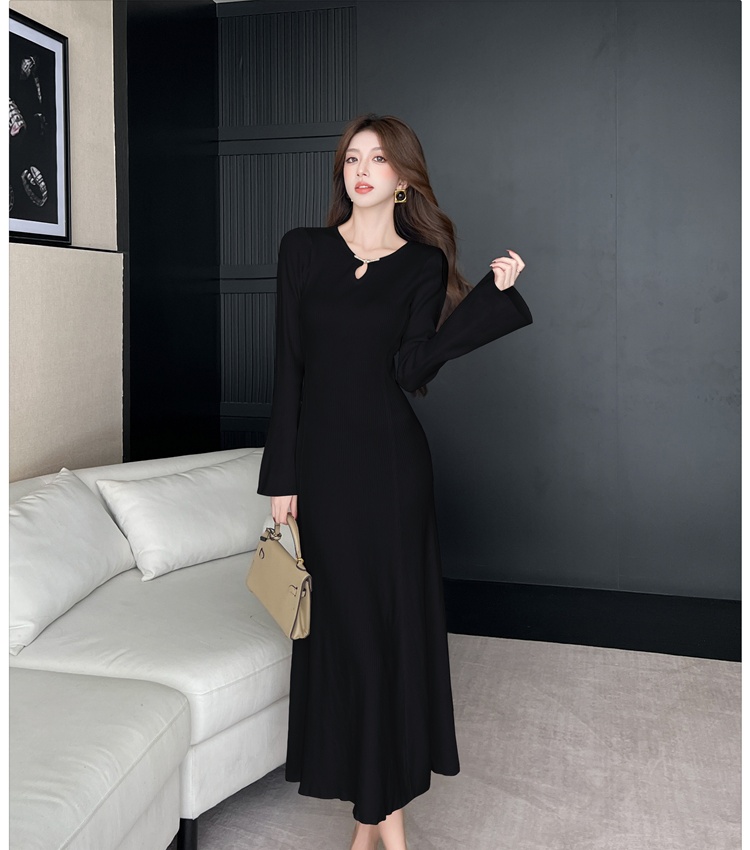Temperament sweater knitted long dress for women