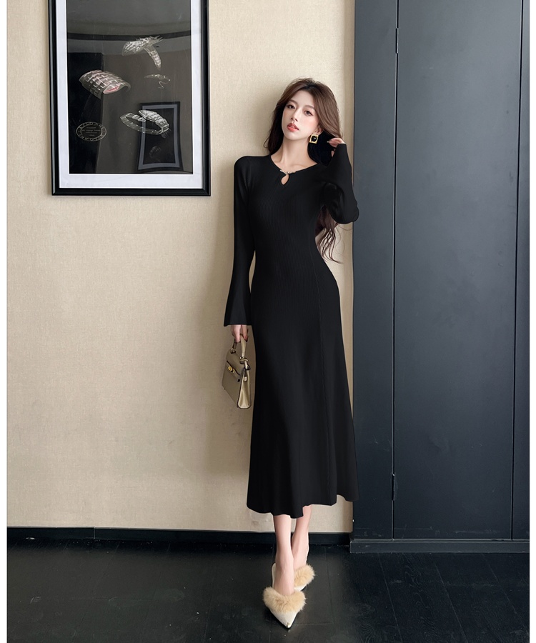 Temperament sweater knitted long dress for women