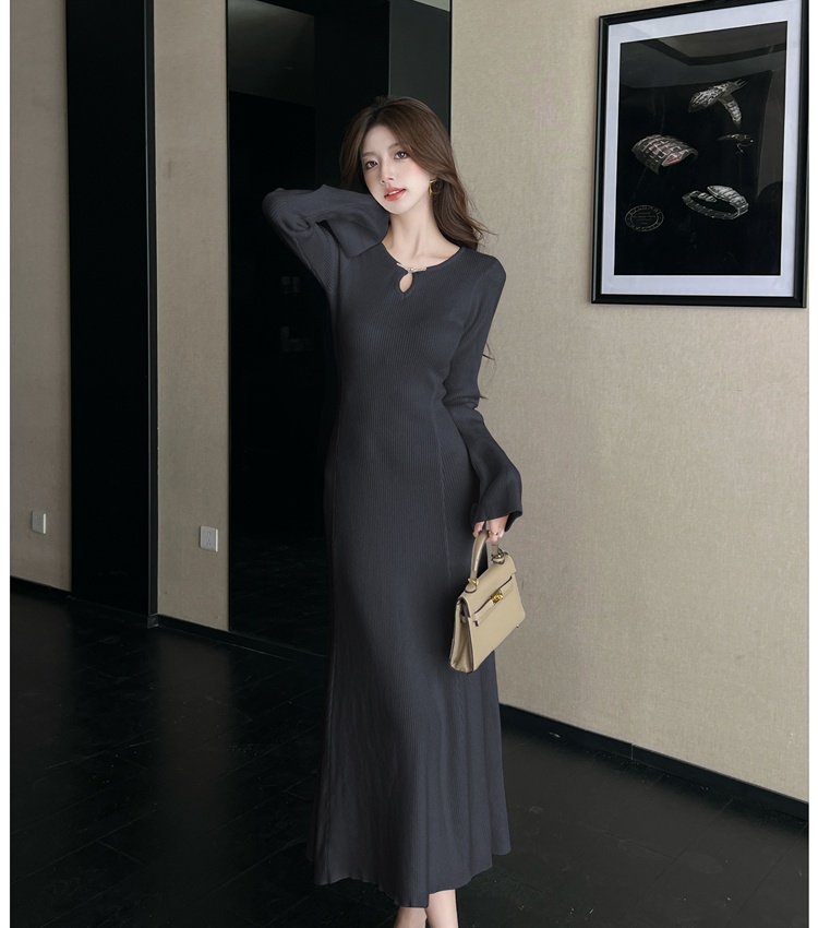 Temperament sweater knitted long dress for women