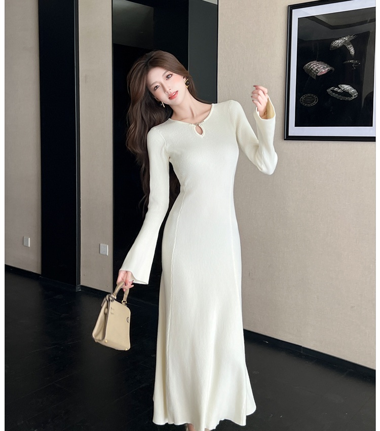 Temperament sweater knitted long dress for women