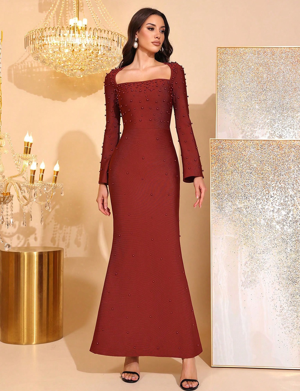 Beading luxurious formal dress tight dress for women