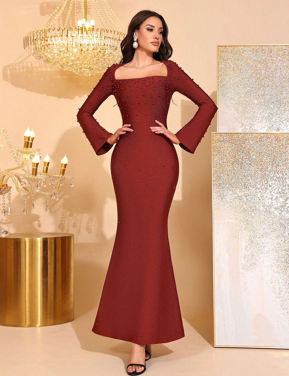 Beading luxurious formal dress tight dress for women