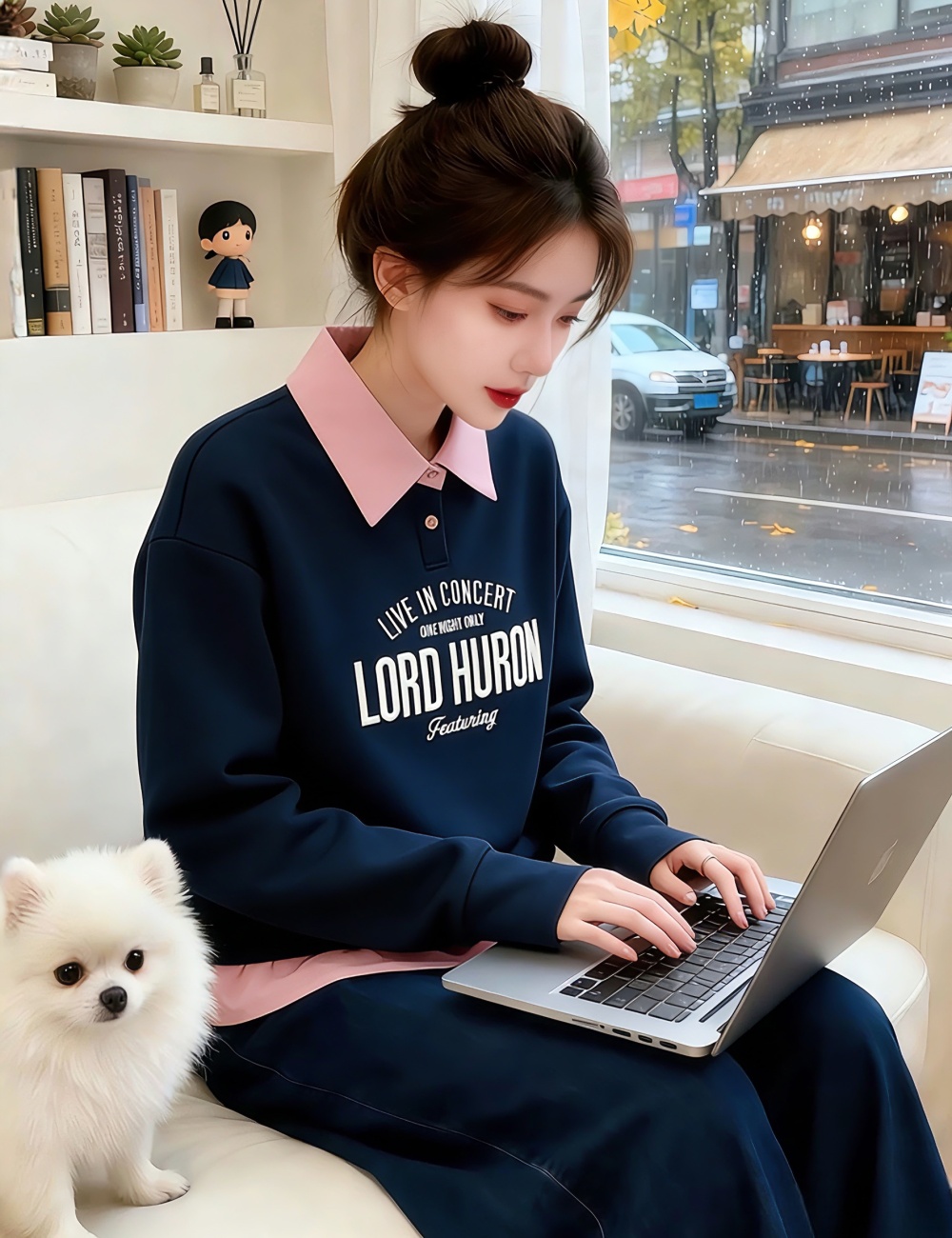 Pseudo-two mixed colors letters spring hoodie for women