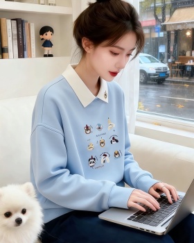 Cartoon spring Pseudo-two Western style pattern hoodie