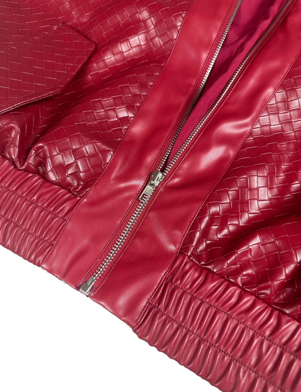 Zip short lapel tops European style PU coat for women